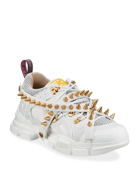 gucci shoes spikes|gucci flashtrek with crystals white.